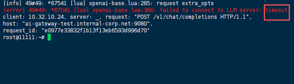 The worker is unable to establish a TCP connection to the upstream LLM endpoint.